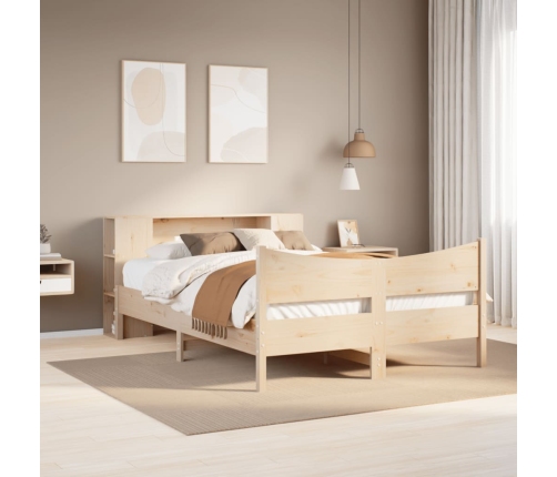 Estructura de cama sin colchón madera maciza de pino 135x190 cm