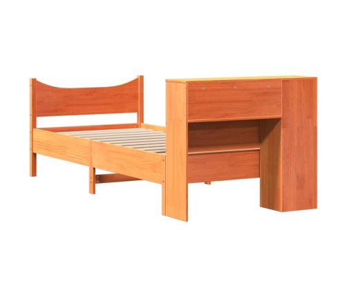 Cama sin colchón madera maciza de pino marrón cera 100x200 cm