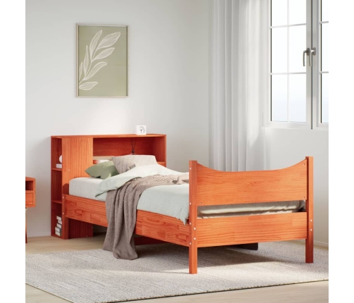 Cama sin colchón madera maciza de pino marrón cera 100x200 cm