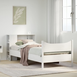 Estructura de cama sin colchón madera maciza blanca 90x190 cm