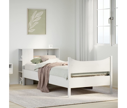 Estructura de cama sin colchón madera maciza blanca 90x190 cm