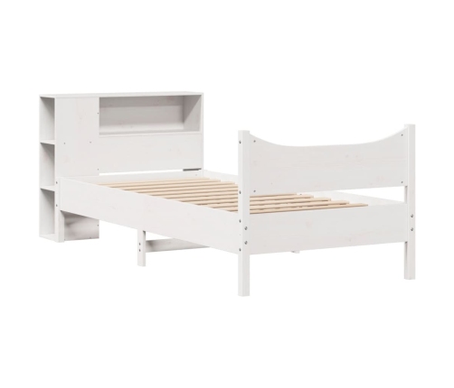 Estructura de cama sin colchón madera maciza blanca 75x190 cm