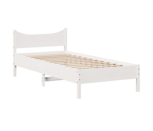 Estructura de cama sin colchón madera maciza blanca 75x190 cm