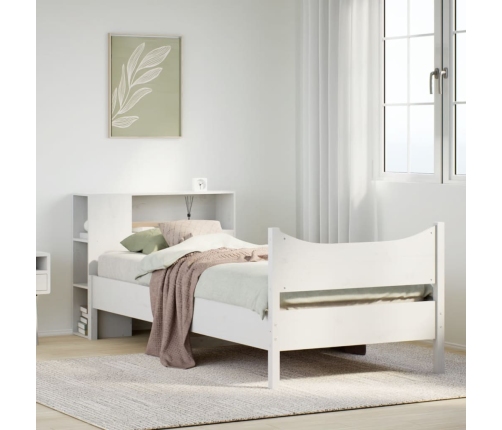 Estructura de cama sin colchón madera maciza blanca 75x190 cm