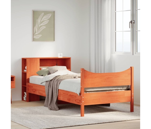 Estructura de cama sin colchón madera maciza marrón 75x190 cm