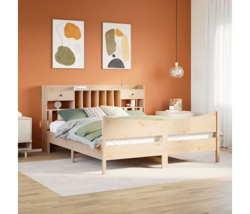 Estructura de cama sin colchón madera maciza de pino 200x200 cm
