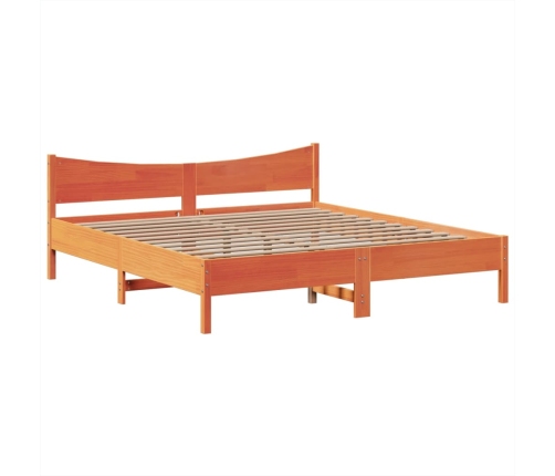 Cama sin colchón madera maciza de pino marrón cera 200x200 cm