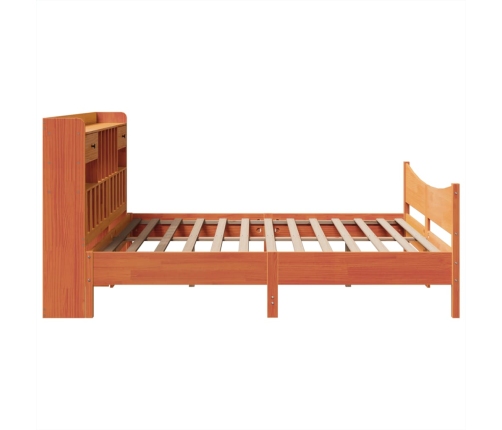 Cama sin colchón madera maciza de pino marrón cera 200x200 cm