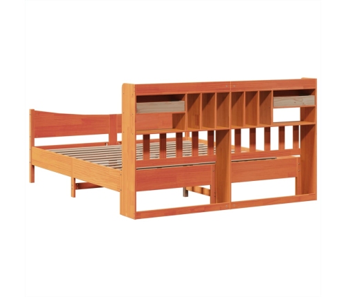 Cama sin colchón madera maciza de pino marrón cera 200x200 cm