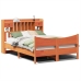 Cama sin colchón madera maciza de pino marrón cera 160x200 cm