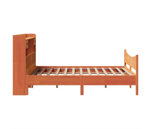 Cama sin colchón madera maciza de pino marrón cera 160x200 cm