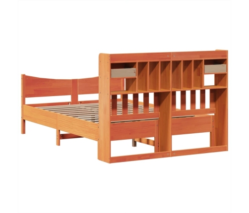 Cama sin colchón madera maciza de pino marrón cera 160x200 cm
