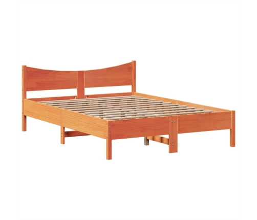 Cama sin colchón madera maciza pino marrón cera 150x200 cm