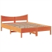 Cama sin colchón madera maciza pino marrón cera 150x200 cm