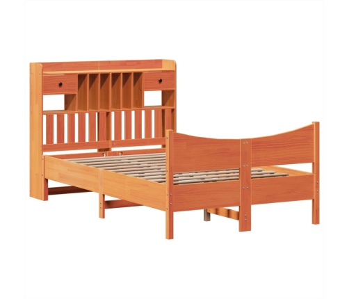 Cama sin colchón madera maciza de pino marrón cera 120x200 cm