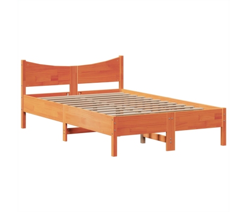 Cama sin colchón madera maciza de pino marrón cera 120x200 cm