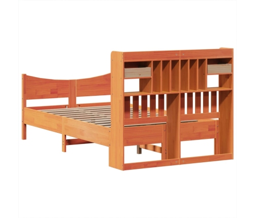 Cama sin colchón madera maciza de pino marrón cera 120x200 cm