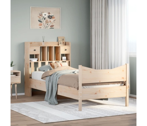 Estructura de cama sin colchón madera maciza de pino 100x200 cm