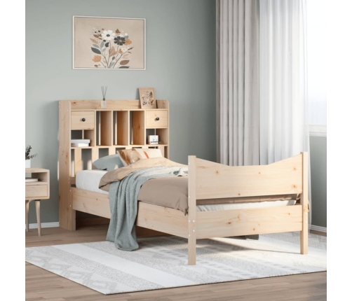 Estructura de cama sin colchón madera maciza de pino 90x200 cm