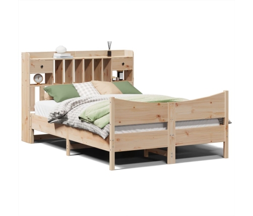 Estructura de cama sin colchón madera maciza de pino 140x190 cm