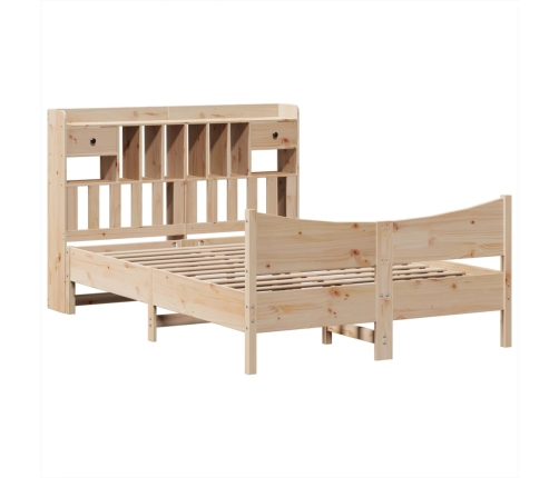 Estructura de cama sin colchón madera maciza de pino 140x190 cm