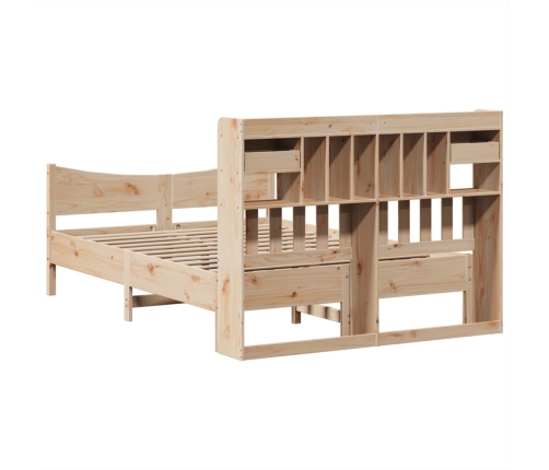 Estructura de cama sin colchón madera maciza de pino 140x190 cm