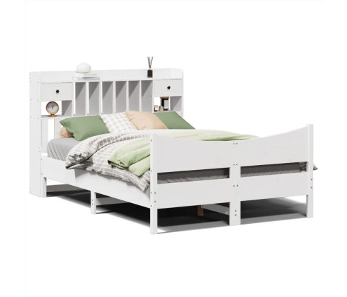 Estructura de cama sin colchón madera de pino blanca 140x190 cm