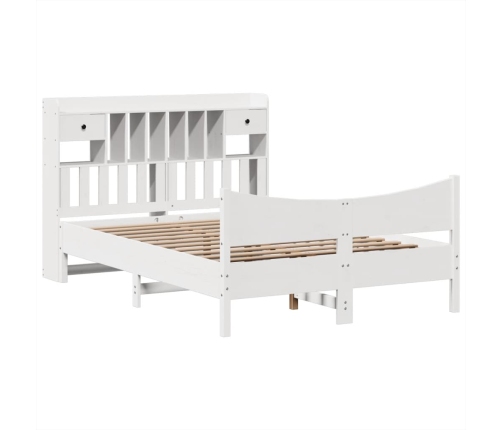 Estructura de cama sin colchón madera de pino blanca 140x190 cm