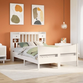 Estructura de cama sin colchón madera de pino blanca 140x190 cm
