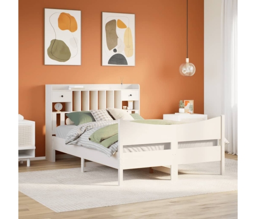 Estructura de cama sin colchón madera de pino blanca 140x190 cm