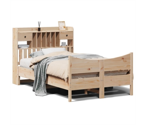 Estructura de cama sin colchón madera maciza de pino 135x190 cm