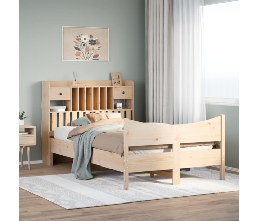 Estructura de cama sin colchón madera maciza de pino 135x190 cm