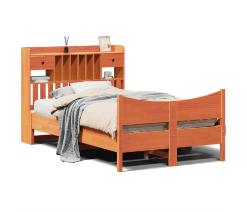 Estructura de cama sin colchón madera maciza marrón 135x190 cm