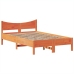 Estructura de cama sin colchón madera maciza marrón 135x190 cm