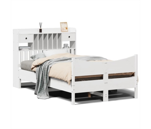 Estructura de cama sin colchón madera maciza blanca 120x190 cm