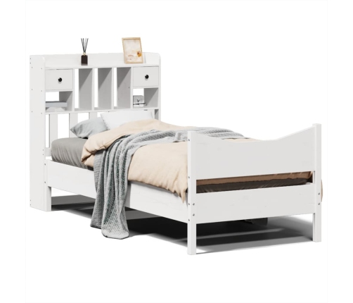 Estructura de cama sin colchón madera maciza blanca 90x190 cm