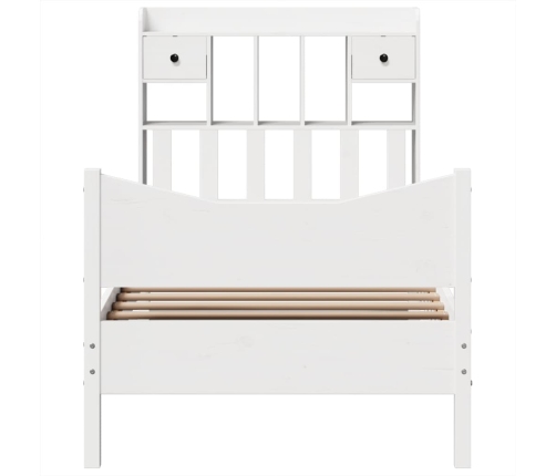 Estructura de cama sin colchón madera maciza blanca 90x190 cm