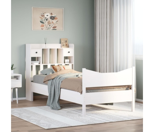 Estructura de cama sin colchón madera maciza blanca 90x190 cm