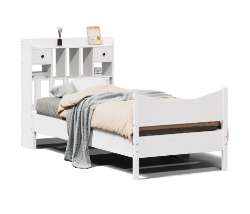 Estructura de cama sin colchón madera maciza blanca 75x190 cm
