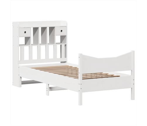 Estructura de cama sin colchón madera maciza blanca 75x190 cm