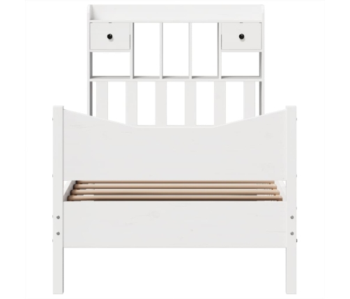 Estructura de cama sin colchón madera maciza blanca 75x190 cm