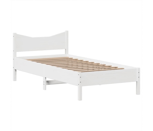 Estructura de cama sin colchón madera maciza blanca 75x190 cm