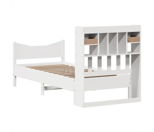 Estructura de cama sin colchón madera maciza blanca 75x190 cm