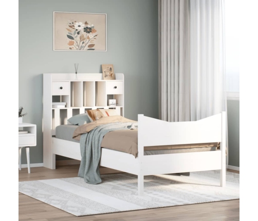 Estructura de cama sin colchón madera maciza blanca 75x190 cm