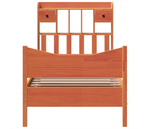 Estructura de cama sin colchón madera maciza marrón 75x190 cm