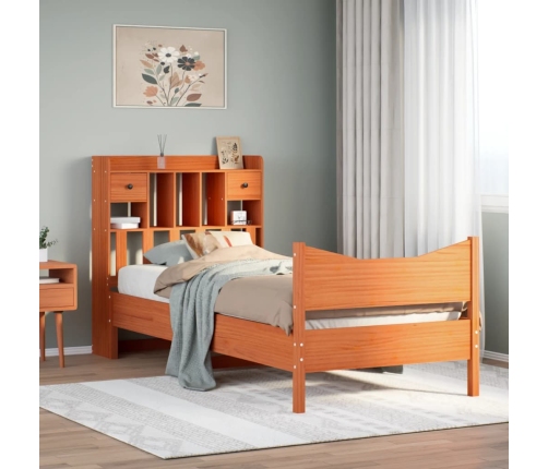 Estructura de cama sin colchón madera maciza marrón 75x190 cm