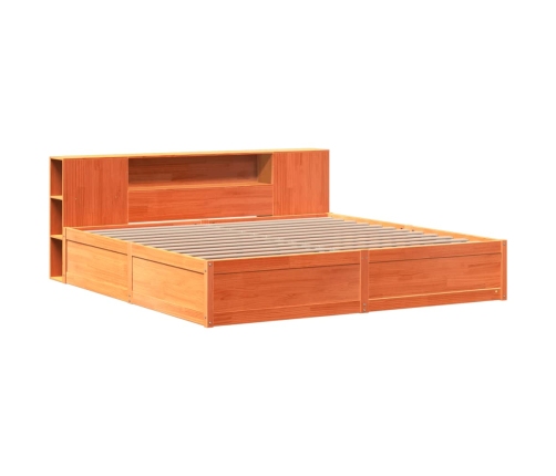 Cama sin colchón madera maciza de pino marrón cera 200x200 cm