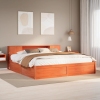 Cama sin colchón madera maciza de pino marrón cera 200x200 cm