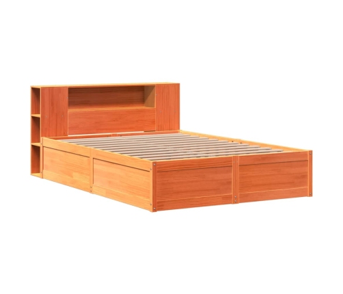 Cama sin colchón madera maciza de pino marrón cera 160x200 cm