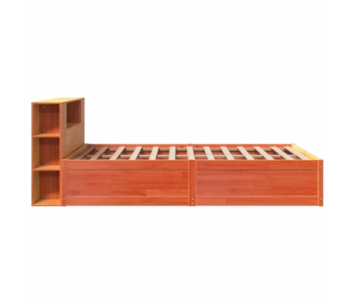 Cama sin colchón madera maciza de pino marrón cera 160x200 cm